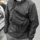 Нагрудна сумка бананка тактична чоловіча Armor поясна з тканини чорна на 6 відділень, фото 8