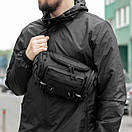 Нагрудна сумка бананка тактична чоловіча Armor поясна з тканини чорна на 6 відділень, фото 2