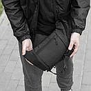 Нагрудна сумка бананка тактична чоловіча Armor поясна з тканини чорна на 6 відділень, фото 5