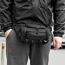 Нагрудна сумка бананка тактична чоловіча Armor поясна з тканини чорна на 6 відділень, фото 10