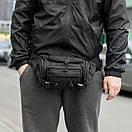 Нагрудна сумка бананка тактична чоловіча Armor поясна з тканини чорна на 6 відділень, фото 9