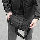 Нагрудна сумка бананка тактична чоловіча Armor поясна з тканини чорна на 6 відділень, фото 6