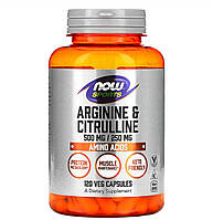 L-Аргинин+Цитрулин Arginine& Citrulline Amino Acids Now Foods 500mg/250mg 120 капсул
