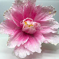 Цветок Тюльпан для декора, большой, цвет - розовый с белым