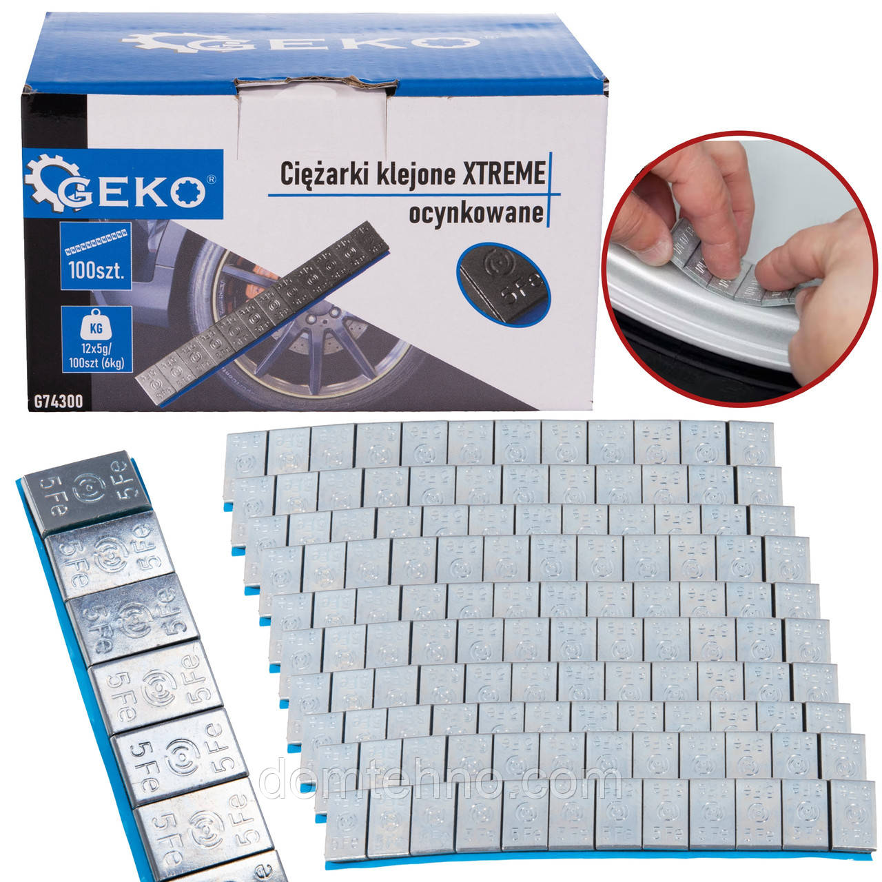 Груз для балансування, оцинковані, 12х5 г набір зі 100 смужок (6кг) Geko G74300