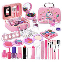 Набір дитячої декоративної косметики для дівчаток 25в1 у сумочці валізці Єдиноріг Рожевий (60535)