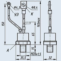 Т50-12 50A/1200V тиристор силовий, низькочастотний, кремнієвий, дифузійний, структури p-n-p-n, штирьовий