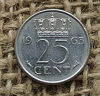 25 центов 1963 года. Нидерланды