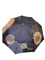 Зонт женский полуавтоматический TOPRAIN черный с абстрактными жлтыми цветами