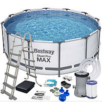 Каркасный бассейн "Steel Pro Max" Bestway 56438 (457х122 см) лестница, тент, насос и фильтр