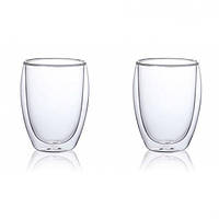 Набор стеклянных стаканов с двойными стенками Con Brio СВ-8335-2, 2шт, 350мл, прозрачные стаканы upg