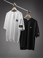 Футболка Stone Islan черная,мужская футболка футболка брендовая однотонная футболка стон исланд стоник