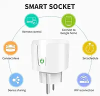 16A Умная розетка Aubess Smart Wi-Fi Plug EU SmartLife Amazon Alexa Google Home Google Assistant