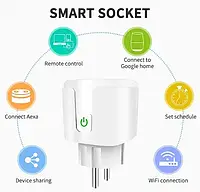 20А с мониторингом Умная розетка Aubess Smart Wi-Fi Plug EU SmartLife AmazonAlexa Google Home Google Assistant