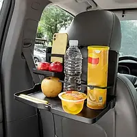 Стол в машину раскладной для еды работы или учебы, с отделением для смартфона и держателем для бутылок HC