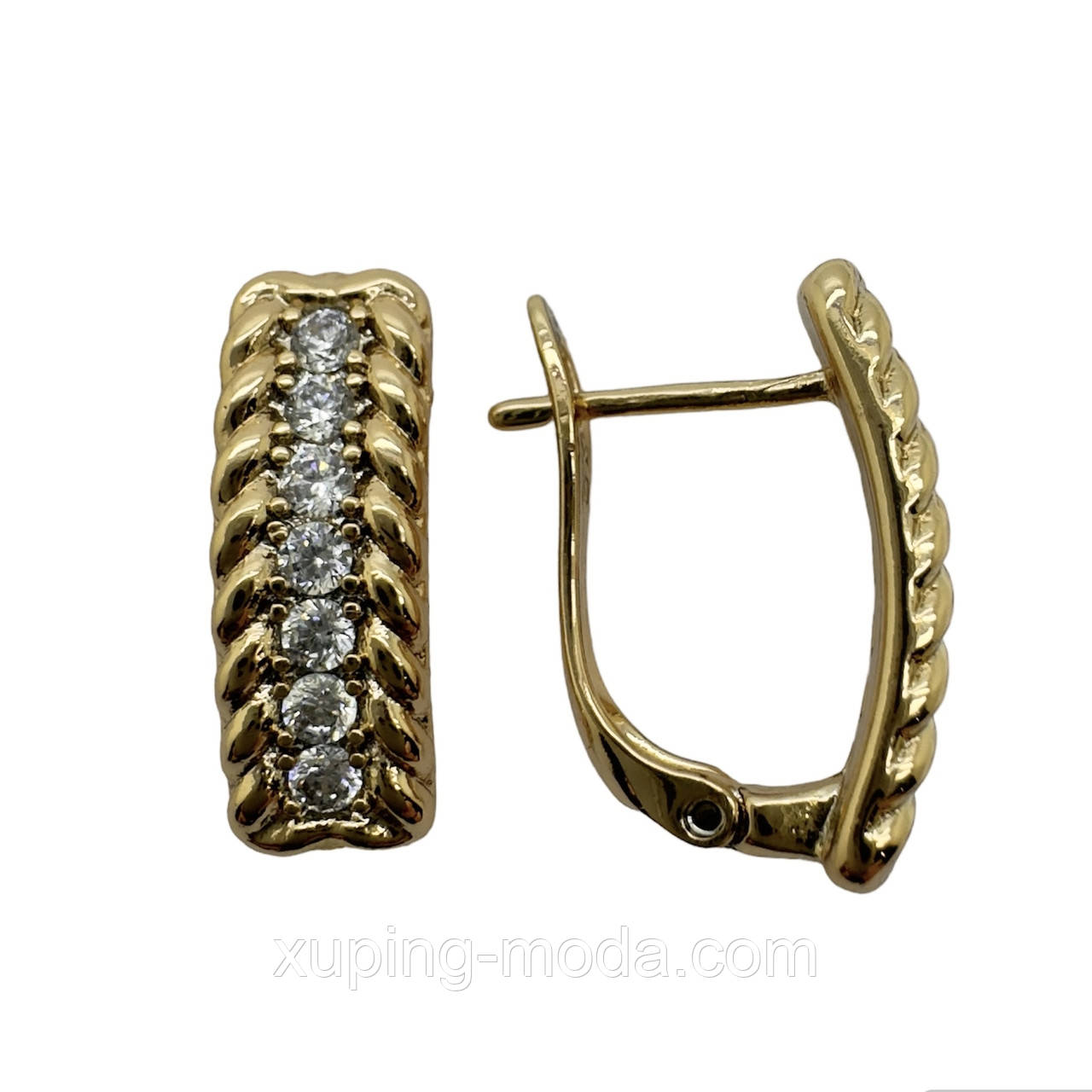 Сережки  xuping. 16х5 мм. 18 к, фото 1