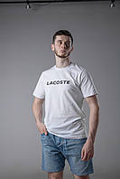 Футболка Lacoste черная,мужская футболка, футболка,футболка с принтом, однотонная футболка лакоста