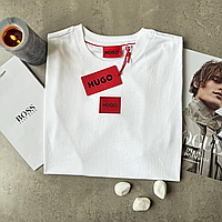 Футболка Hugo Boss белая,мужская футболка, футболка,футболка с принтом, однотонная футболка хьюго босс