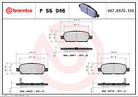 Комплект тормозных колодок, дисковый тормоз BREMBO P 56 046