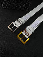 Женский белый ремень Yves Saint Laurent Кожаный женский пояс Ив Сен Лоран Широкий ремешок для девочек