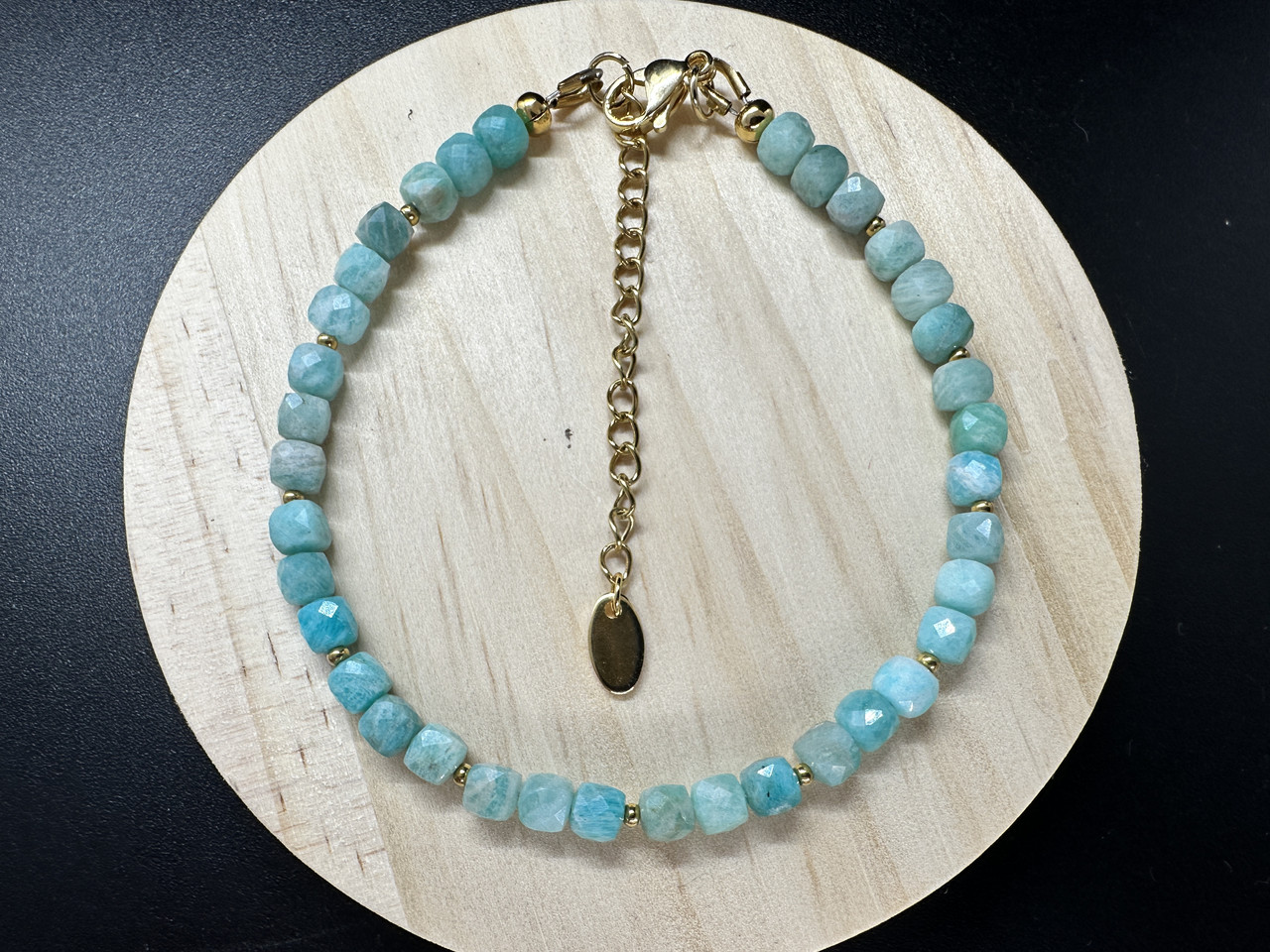 Мінібраслет Кубики з амазоніту — приваблює удачу, фото 1