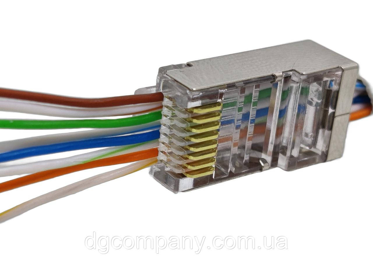 Конектор комп'ютерний RJ45 6 категорії, прохідний экранований