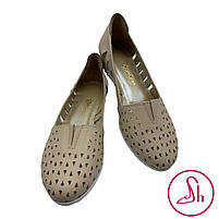 Балетки літні з оригінальною перфорацією бежевого кольору "Style Shoes", фото 4