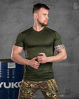Літня тактична футболка олива поліестер армейська чоловіча військова літня футболка олива відводить пар для зсу