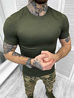 Тактична водовідштовхувальна футболка олива, військова чоловіча футболка олива поліестер, армійська футболка ссу