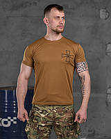 Тактическая потоотводящая футболка ЗСУ койот, мужская военная летняя футболка полиэстер форменная ЗСУ coolmax