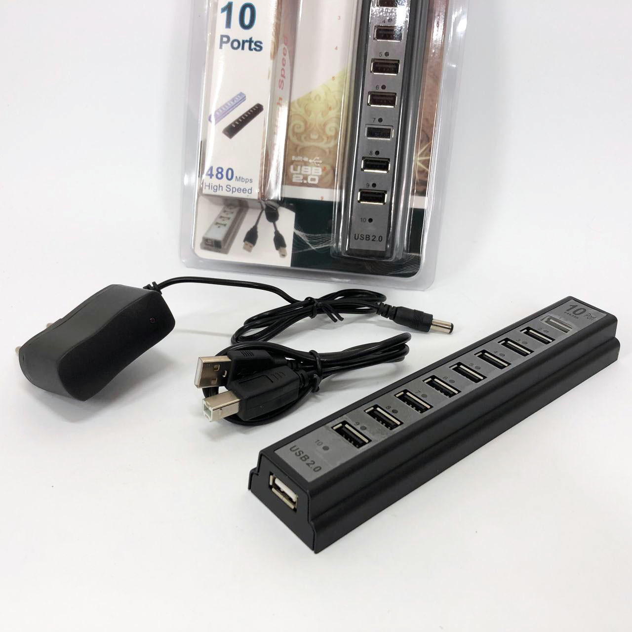 Розгалужувач USB HUB на 10 портів з активною зарядкою 220V, Розгалужувач юсб, Хаб LP-621 для ноутбука, фото 1
