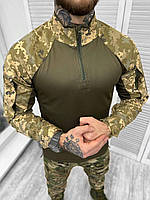 Тактическая рубашка убакс пиксель/ Мужская военная боевая рубашка пиксель камуфляж для ЗСУ на замке