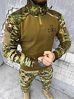Тактическая флисовка зсу койот мультикам, военная мужская теплая кофта на флисе, флисовка зсу с воротником