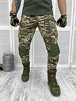 Тактичні чоловічі осінні штани піксель ріп-стоп, військові штани осінь-весна з наколінникам армійські зсу
