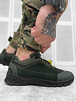 Военные мужские кроссовки Oliva/ Тактические кроссовки олива натуральная кожа/ Армейская демисезонная обувь