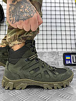 Тактичні черевики олива шкіра кордура, військові демісезонні берці повітропроникні не промокають ссу, армійське взуття