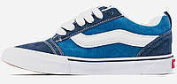 Женские Vans KNU Skool Blue White Premium кеды текстиль Ванс голубые с белым