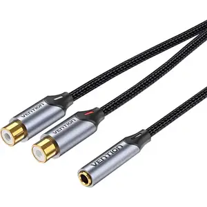 Аудіо-кабель Vention BCOHY 3.5mm (мама)  -  2RCA (мама) 0.3m Black