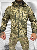 Демісезонна тактична куртка Soft Shell піксель на флісі, чоловіча військова куртка камуфляж не промокає зсу