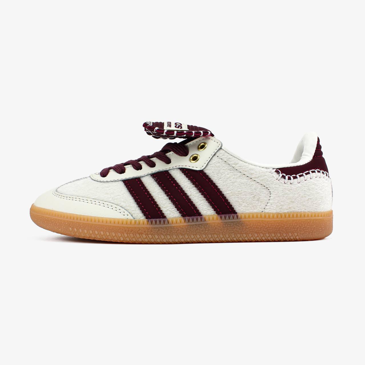 Жіночі Кросівки Adidas Samba Pony x Wales Bonner Cream / Адідас Самба Поні Уельс Боннер Кремові з Бордовим