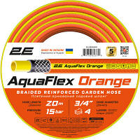 Поливочный шланг 2E AquaFlex Orange 3/4", 20м, 4 шари, 20бар, -10+60°C (2E-GHE34OE20) p