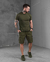 Летний тактический комплект шорты + футболка, армейский летний комплект олива, костюм для военных ЗСУ