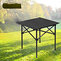 Складной стол для пикника кемпинга в чехле 53х51х50 Раскладной туристический квадратный столик Черный