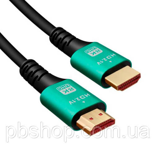 Кабель HDMI - HDMI 5м v2.1 8K UHD позолочений грубий, Premium, фото 1
