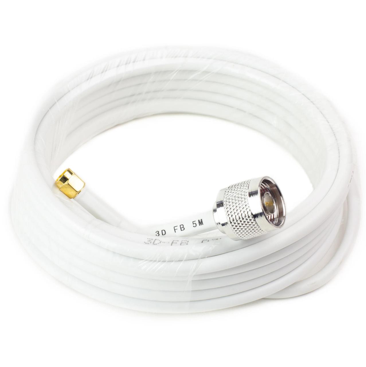 Кабель 3D-FB 50 Ом N Male SMA male білий 5 м, фото 1
