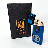 Электрическая и газовая зажигалка Украина с USB-зарядкой HL-435. Цвет: синий
