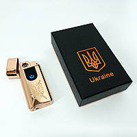 Электрическая и газовая зажигалка Украина с USB-зарядкой HL-431. KN-566 Цвет: золотой