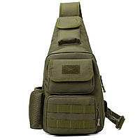 Тактическая сумка через плечо военная нагрудная, однолямочная сумка Олива