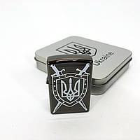 Дуговая электроимпульсная USB зажигалка Украина (металлическая коробка) HL-446. YB-928 Цвет: черный