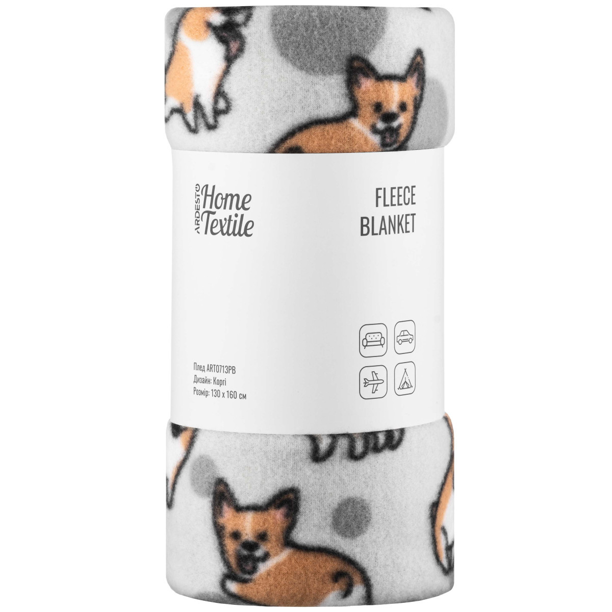 Плед Ardesto FleeСe Корги ART-0713-PB 130х160 см ID 4824198